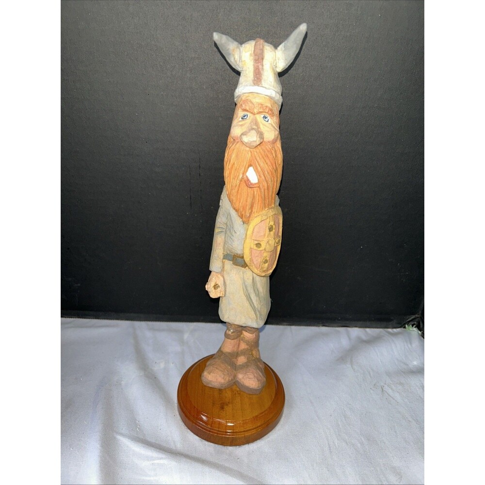Vintage Hand Carved Wooden Viking